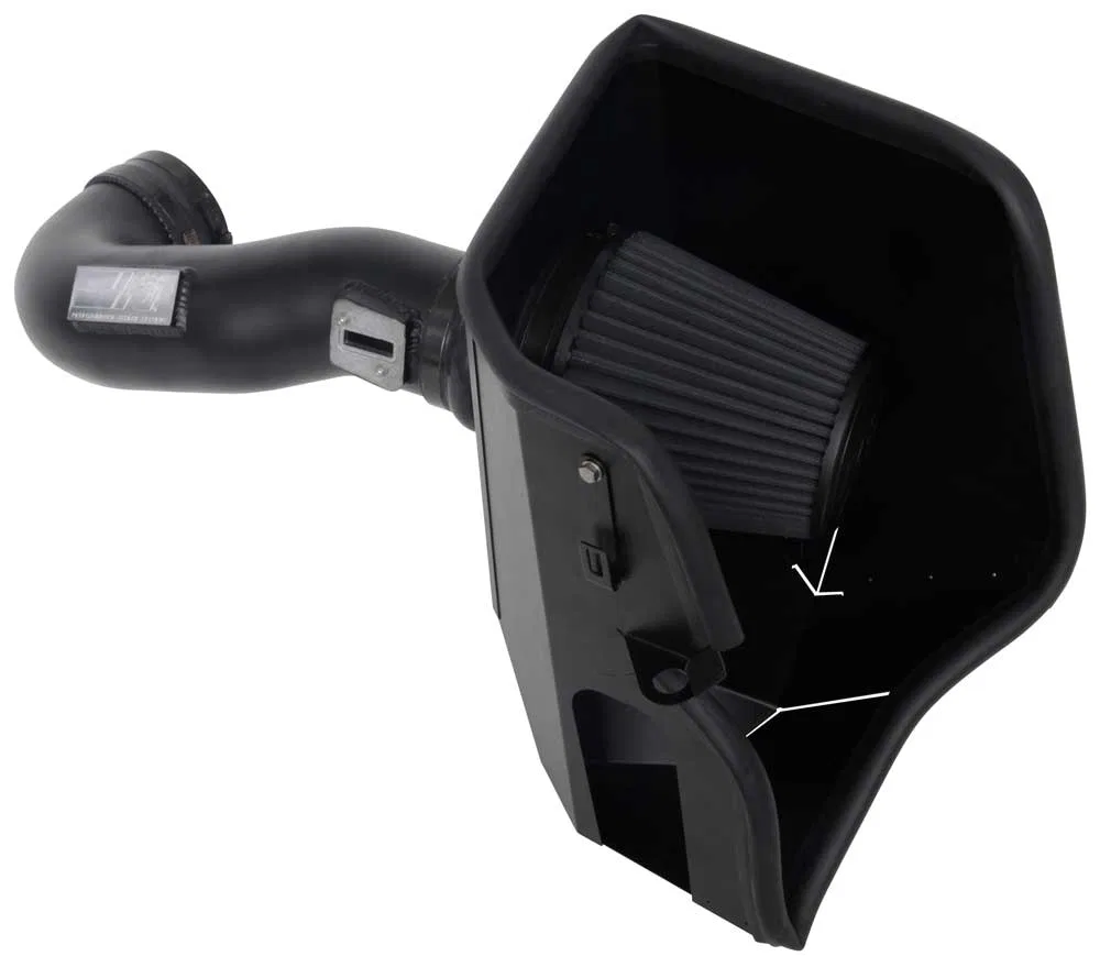 71-3110 – K&N FILTER Cold Air Intake, Powder Coated Black Aluminum Tube With Black Filter With Heat Shield